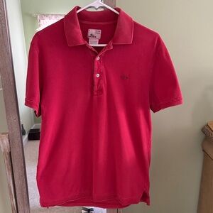 Lacoste Men's Polo Shirt in Vibrant Red VINTAGE WASHED 🔥🔥🔥